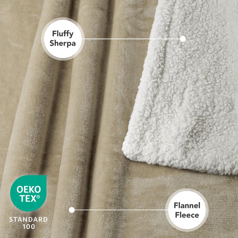 PetAmi Waterproof Dog Blanket for Medium Large Dog Puppy Cat Throw for Couch Cover Leakproof Protection, Sherpa Fleece, Reversible Soft Washable 60x40 Taupe - Image 4